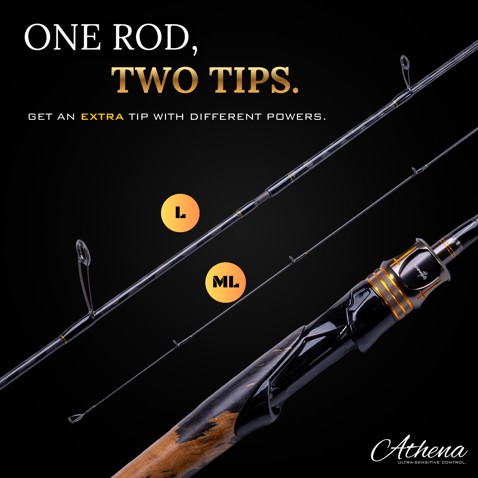 ATHENA 2-PIECE FINESSE SPINNING ROD (TWO TIPS INCLUDED)