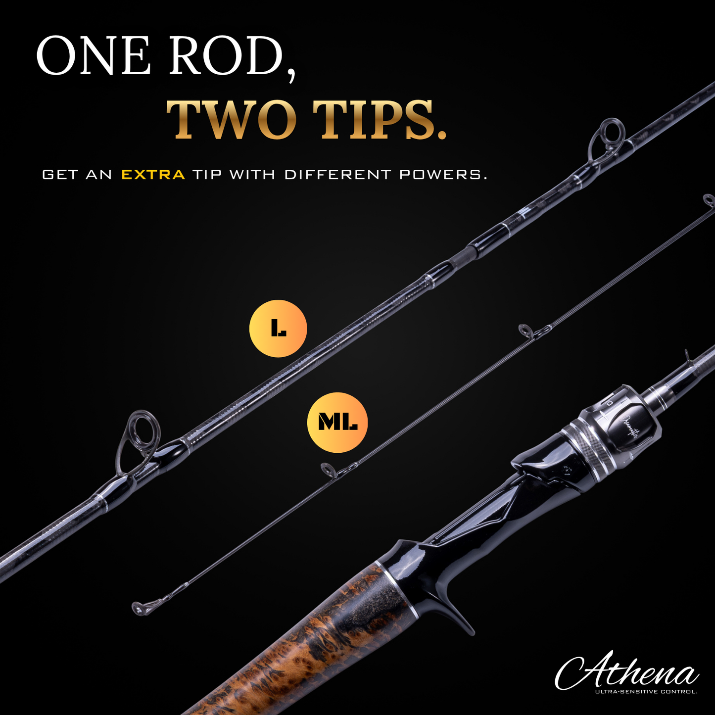 2-piece baitcaster rods 10' two piece Casting Warrior Fishing Rods a reinforced structure in which the outermost layer of the blank is tightened in an X shape with carbon tape to prevent twisting 6 FAST ACTION (LIGHT TIP
