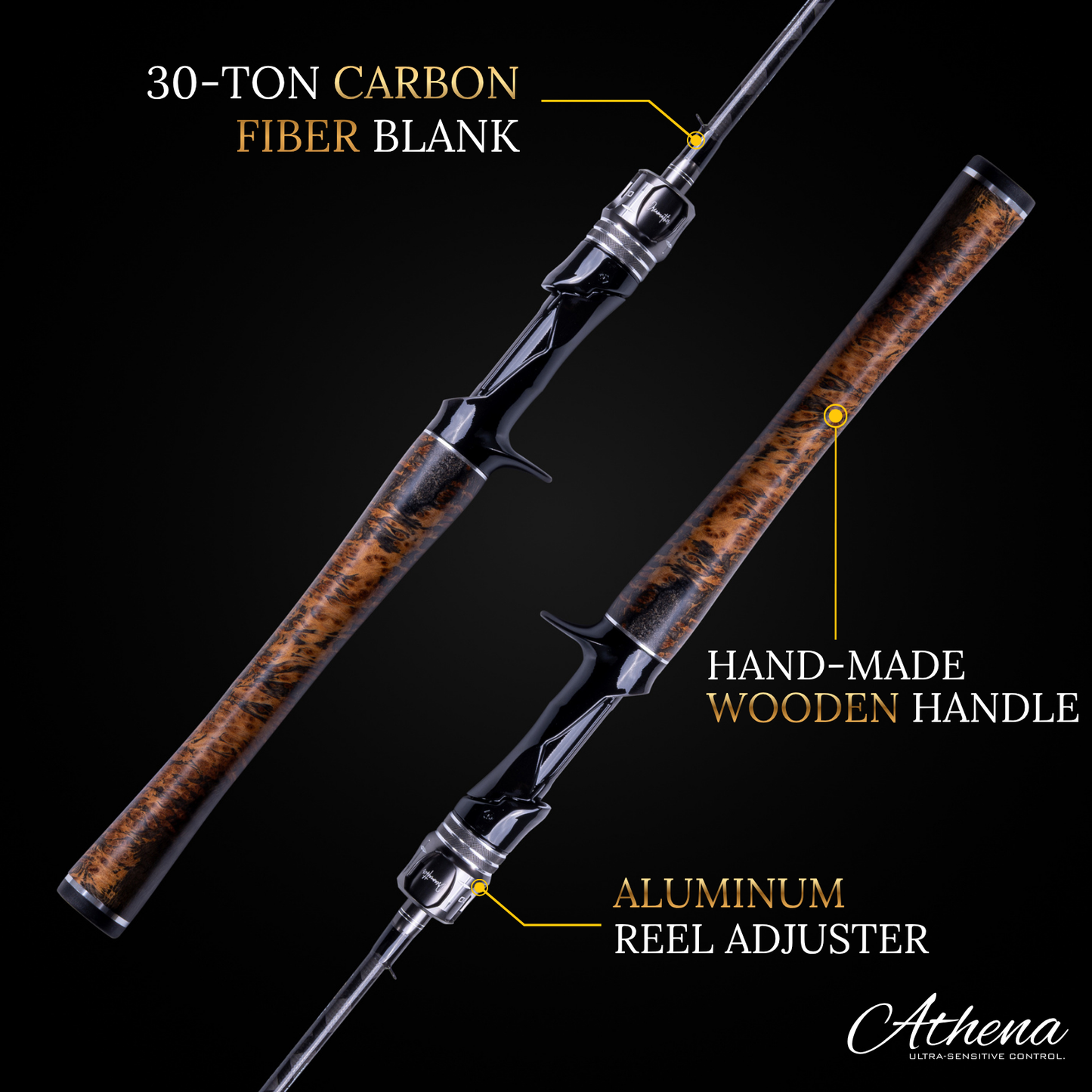 ATHENA 2-PIECE FINESSE BAITCASTING ROD (TWO TIPS INCLUDED)