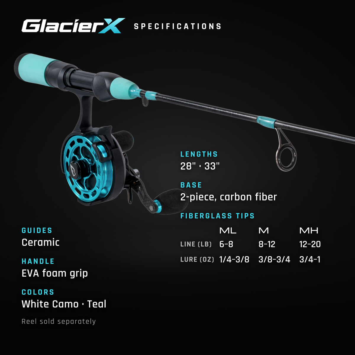GLACIERX ICE FISHING ROD (3 TIPS INCLUDED)